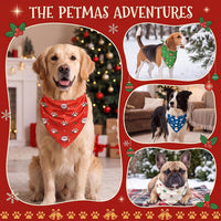 Preboun 100 Pcs Fall Paw Print Dog Bandanas Bulk - Christmas Paw Print / 25.6 x 17.7 x 17.7 Inch - image 4