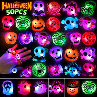 GiftInTheBox LED light up Halloween rings with ghost, pumpkin and bat tops