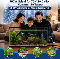 FREESEA Adjustable Aquarium Heater 20-50Gal: 200W 64-95°F Precise - 500W(75-120gallon) - image 3