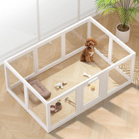 Clear Acrylic Dog Playpen Indoor Pet Pen, 24" H, 10 Panels - White / 10 / 24"H