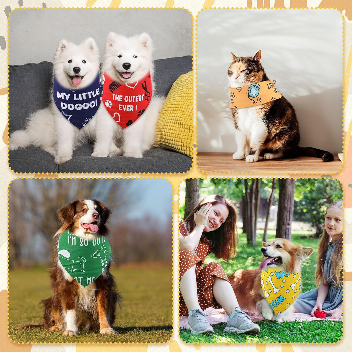 Sweetude 100 Pcs Dog Bandanas Bulk Triangle Bibs Adjustable - Vivid - image 2