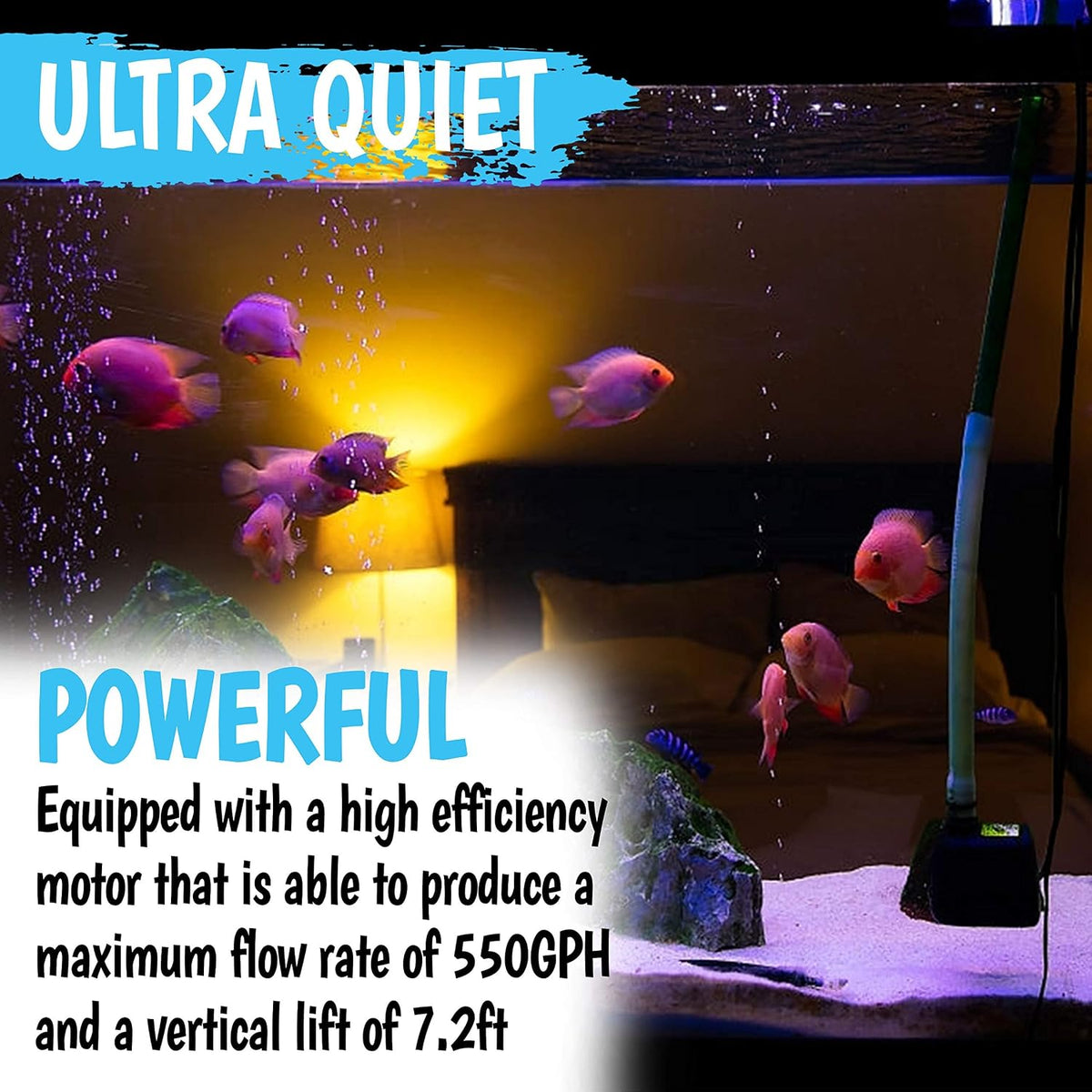 550GPH 30W submersible water pump with flow control valve and suction cups - view 2