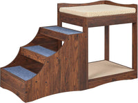 unipaws Pet Bunk Bed with Removable Step for Dog and Cat - Walnut / Medium