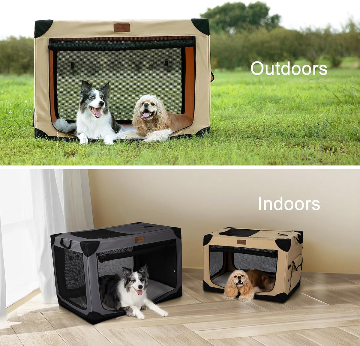 Garnpet 36 Inch Collapsible Soft Dog Crate for Large Dogs - Dark Grey / 26.0"L x 18.0"W x 18.0"H - image 3