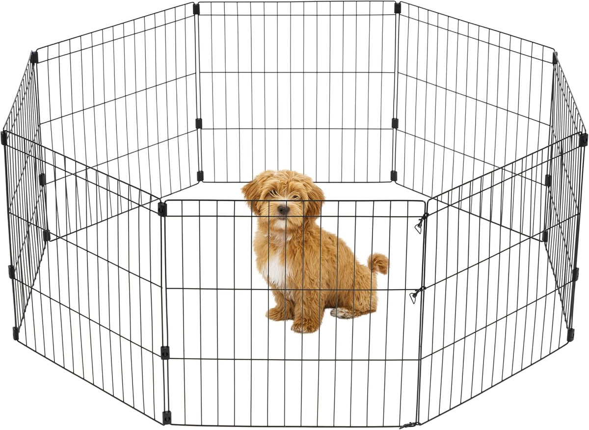 IRIS USA 8-Panel Exercise Pen, Heavy Duty - 24"H / Black