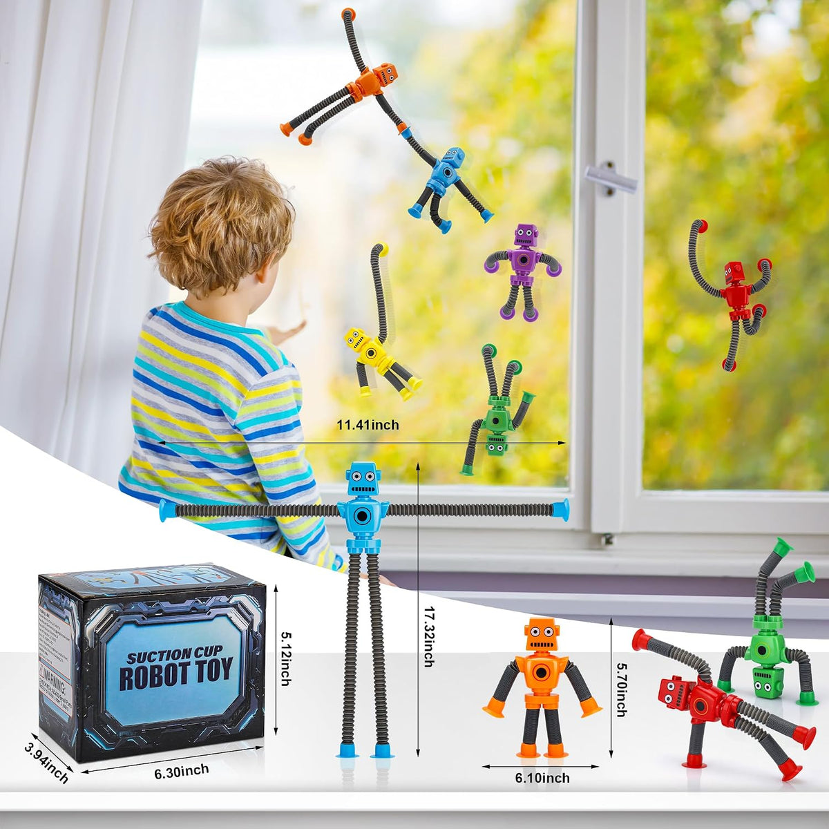 UrChoice 6 robot sensory pop tubes in red, yellow, blue, green, purple and orange - view 5