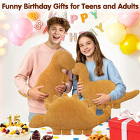 Dino Nugget Pillow Plush, Dinosaur Chicken Plush Nuggets Pillow Funny Birthday Gifts for Boys - Group - Golden 2 Pcs / Large - image 2