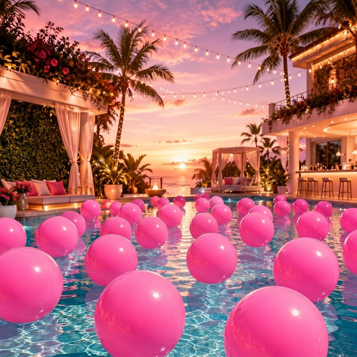 Yinder 24 Pcs Clear Beach Balls Inflatable Bubble Ball Decorations - Plain / Rose Pink - image 2