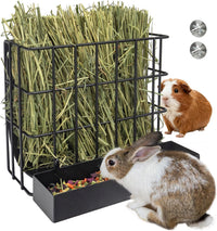 3 in 1 Guinea Pig Hay Feeder with Litter Box & Water Bowl - 10in feeder-box / Black