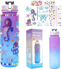 OZOSHINE decorate your own water bottle kit for girls with gem stickers and gift box - view 2