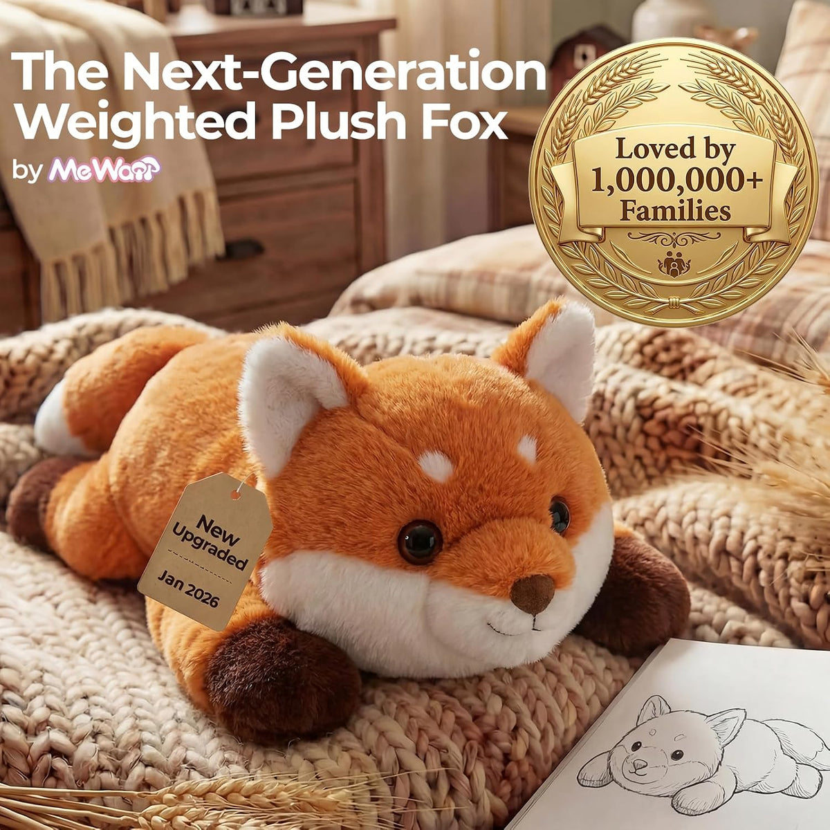 Mewaii Weighted Stuffed Animals Cow Plush, Heatable Coolable - Red - image 2