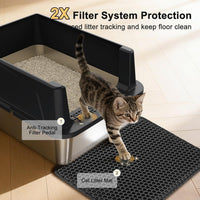 FURTIME Stainless Steel Cat Litter Box - Black / Small - image 2