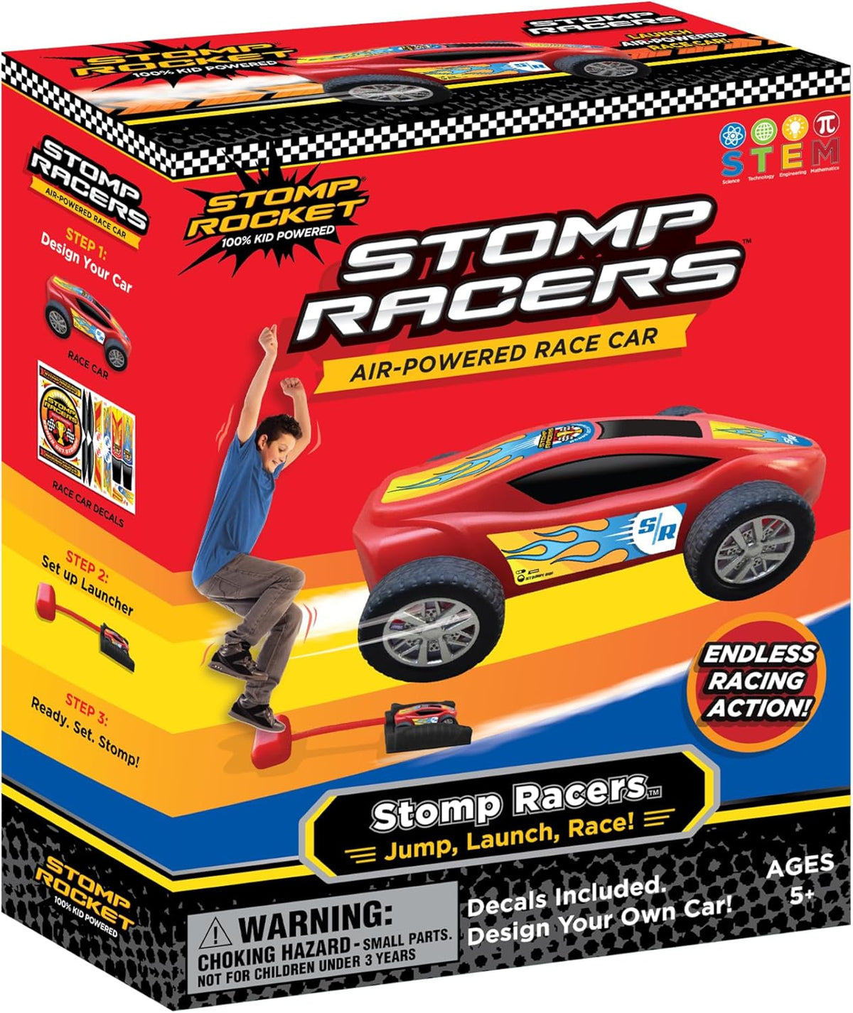 Dueling Stomp Racers by Stomp Rocket, Air Powered Race Car Set – Fun for Kids & Family - Single Racers