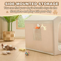 Indoor Dog House with Frame, Cute Dog Tent Bed with Cover Cave - Large ( 25" × 25" × 25" ) / Beige - image 4