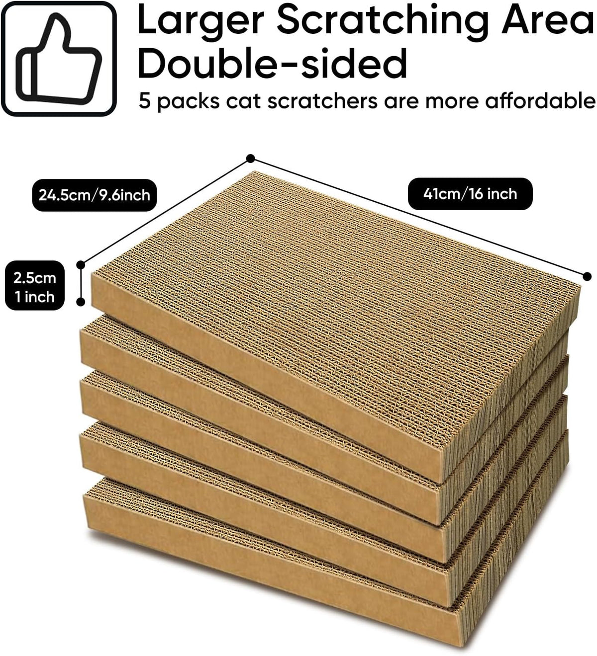Cat Scratcher, 5 Packs in 1 Cardboard Box Cat Scratching Pad, Large – Essentials for Cats - 5 Packs with Box - image 2