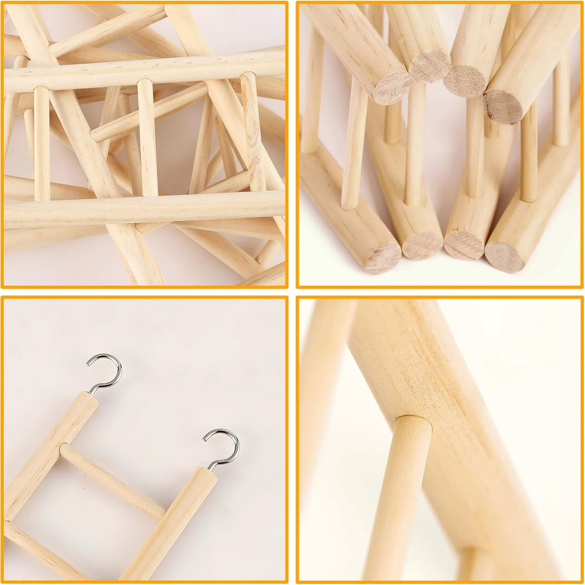 5 Pcs Wooden Bird Ladder for Parrots Cage 5 Sizes – Essentials for Birds - image 2
