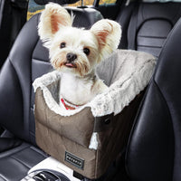PETSFIT Center Console Dog Car Seat with Adjustable Seat-Rail Anchor - Coffee / Small