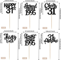 24PCS Black Happy 50th Birthday Cupcake Toppers Fifty Straight Outta - Black / 31st - image 2