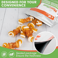 MON2SUN 2.5" Rawhide Free Dog Treats with Mixed Vegetables, Chicken Wrapped Mini Knot Bones for Small Dogs, Healthy Snacks for Balanced Nutrition, 21.2oz