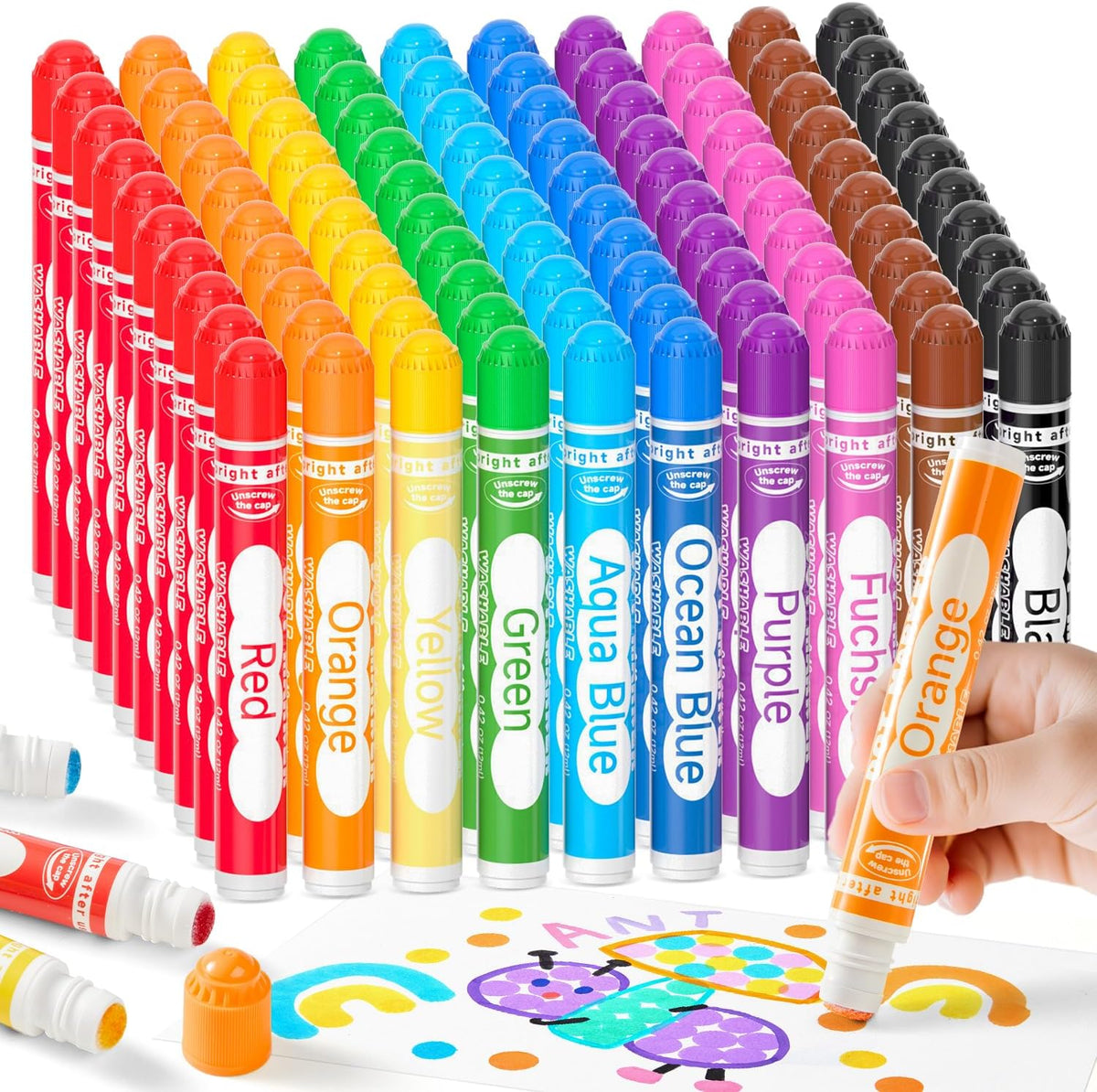 Shuttle Art Dot Markers, 10 Colors Washable Markers for Toddlers - 10 Colors / 100