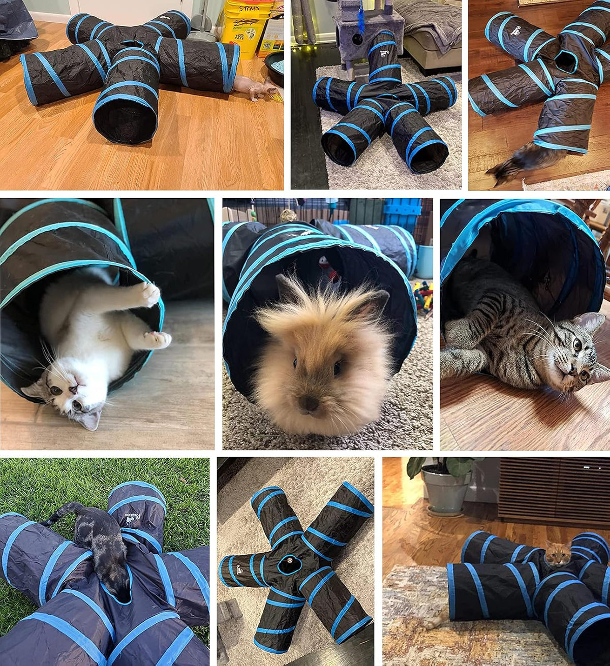 Pawaboo Cat Tunnel, Cat Tunnels for Indoor Cats - A-Blue / 5 Way - image 2