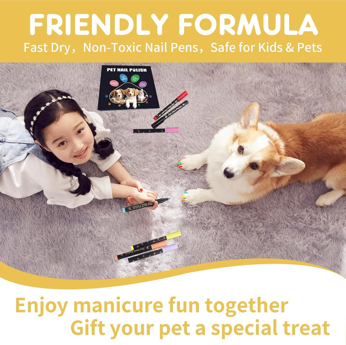 9 Colors Dog Nail Polish Pens Quick Dry, Dog Safe Nail Polish - 7 Pcs - image 3