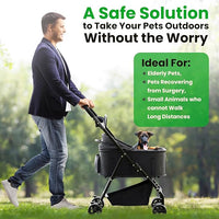 Pet Stroller 3 in 1 Foldable Dog Stroller, Cat Strollers, Foldable pet Strollers & Cat Carrier, Pet Carrier, Lightweight with Cup Holder, Waterproof Max Load 66 lbs, Breathable Mesh Canopy