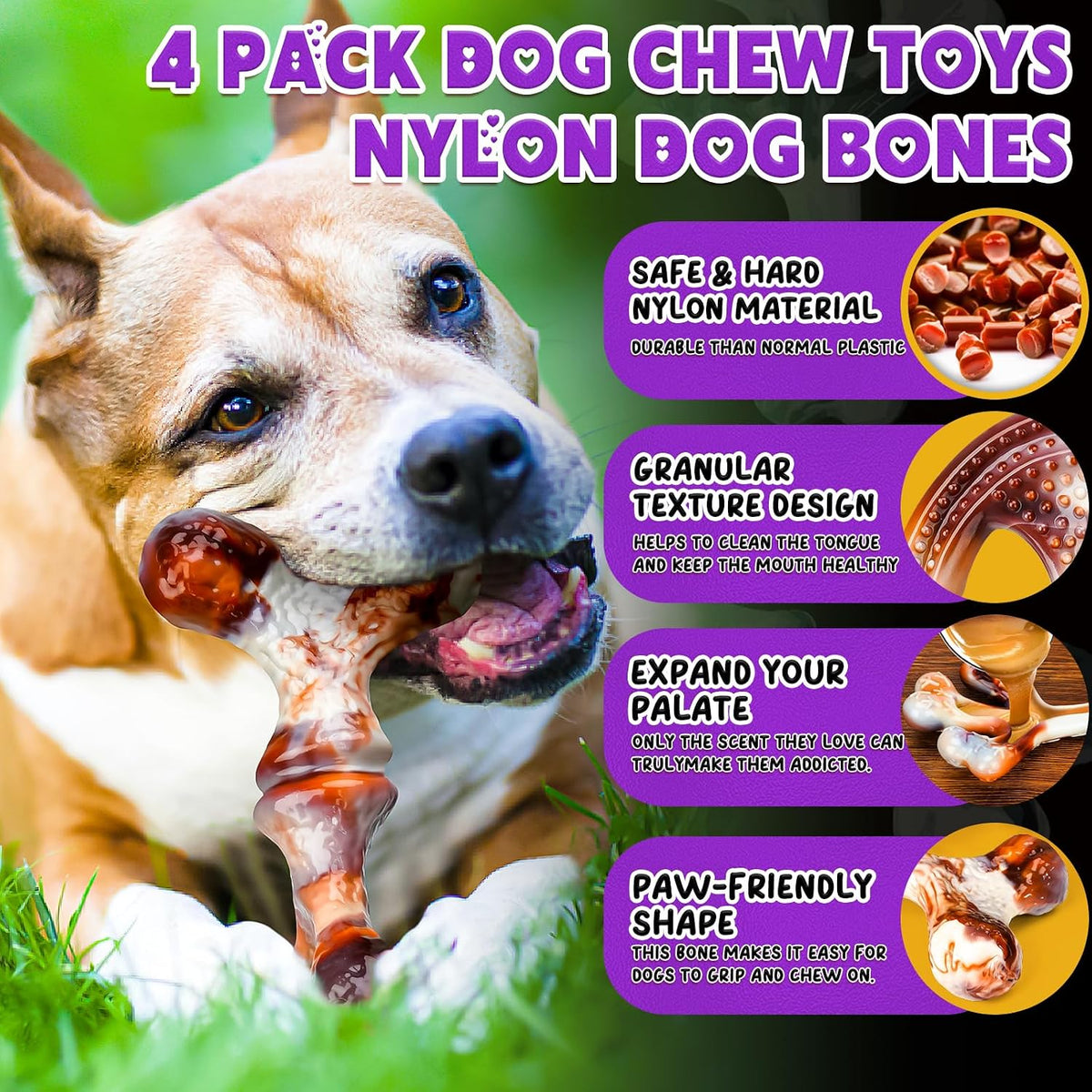 Dog Chew Toys for Aggressive Chewers 4 Pack - Medium / Dog Chew Toys - image 3