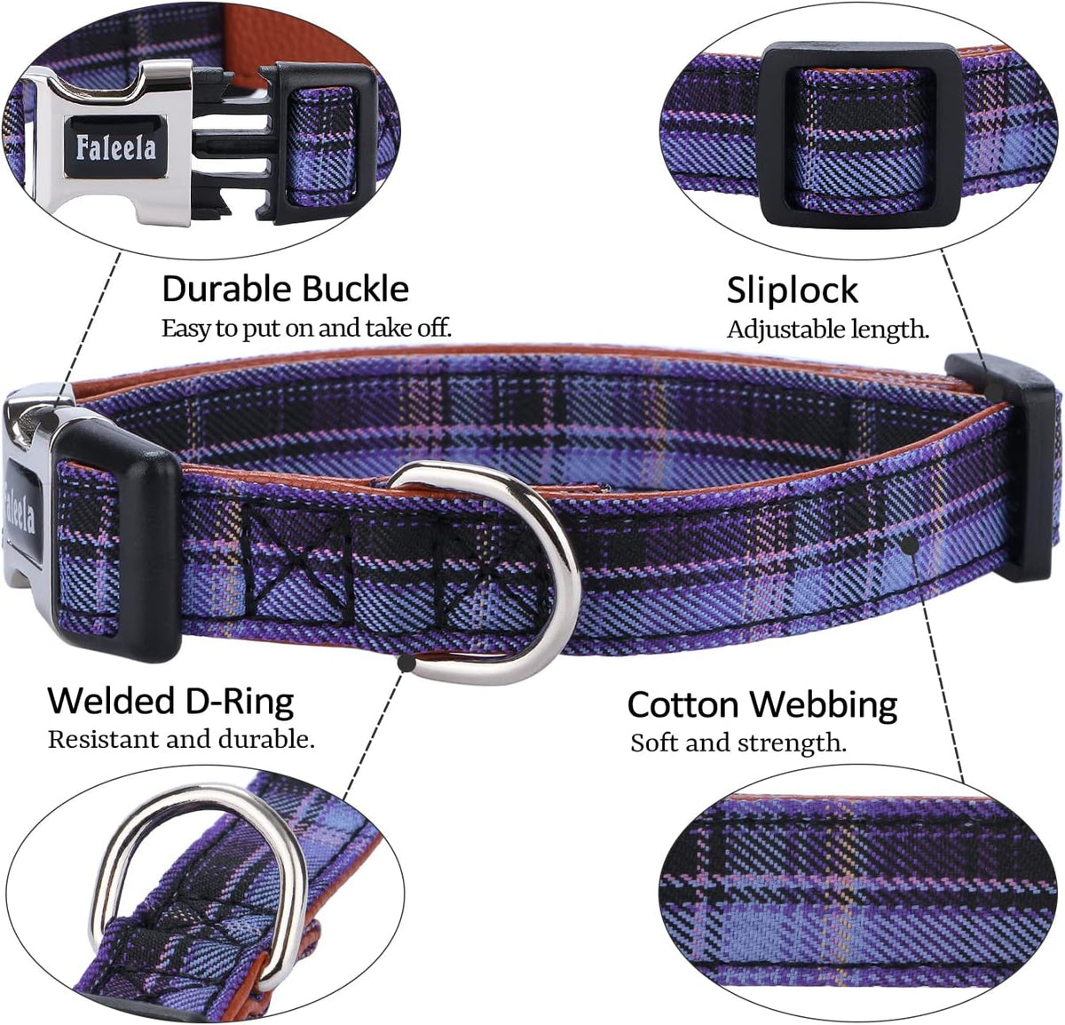 Faleela Soft &Comfy Bowtie Dog Collar - Small (Pack of 1) / Purple - image 2