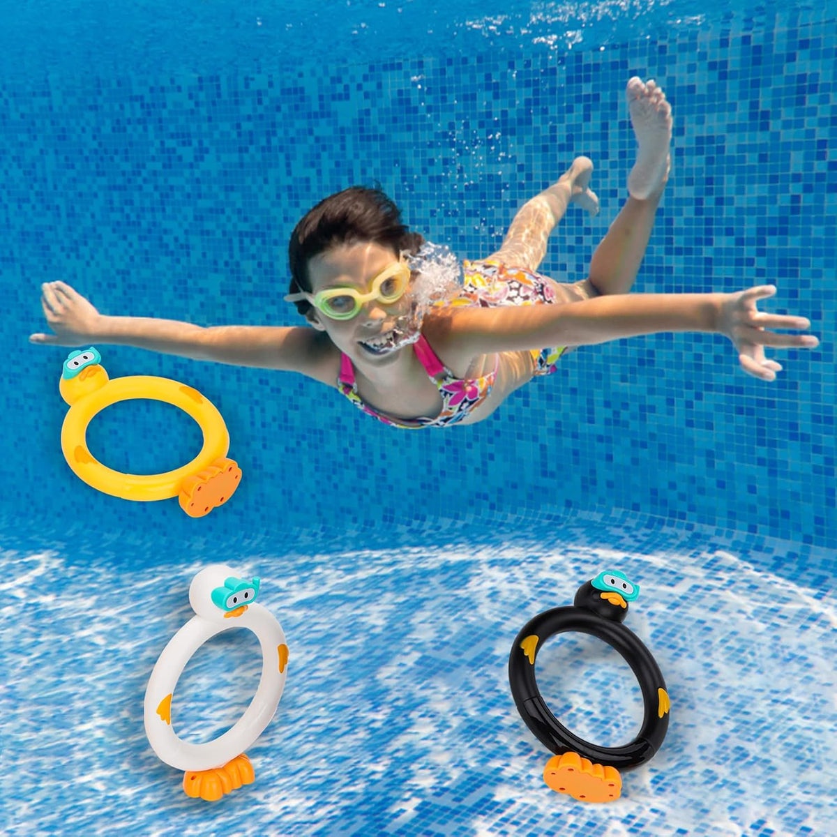 Summer Pool Toys Underwater Diving Games Dive Sticks Duck 3-Pack – Fun for Kids & Family - Duck Rings - image 4