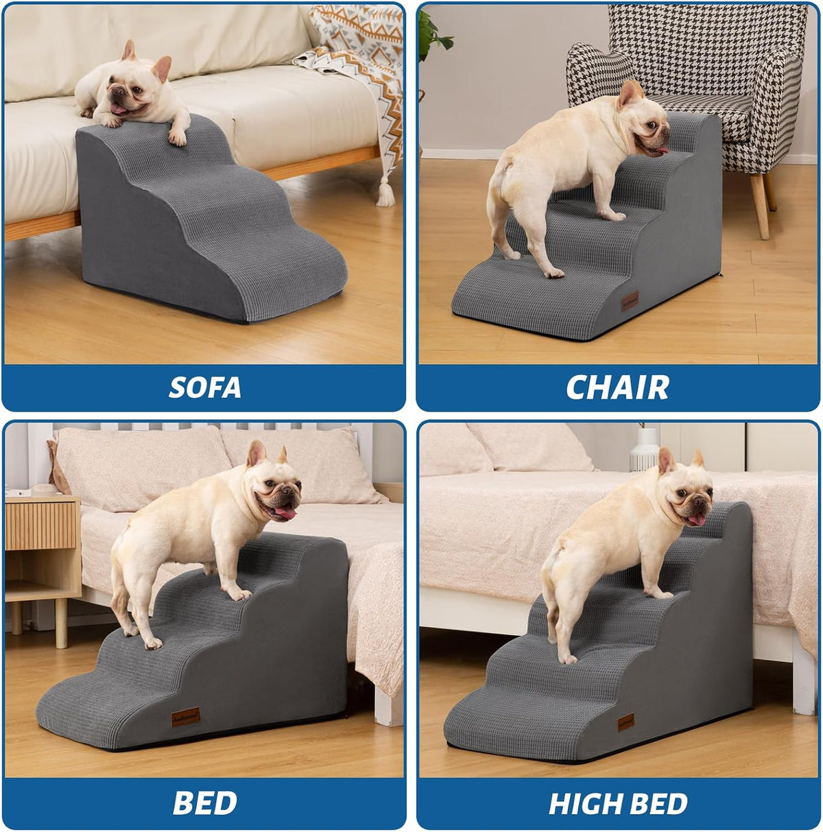 Dog Stairs for Small Dogs and Cats - Grey / 3 / Standard 3-Step 15.7"H - image 2