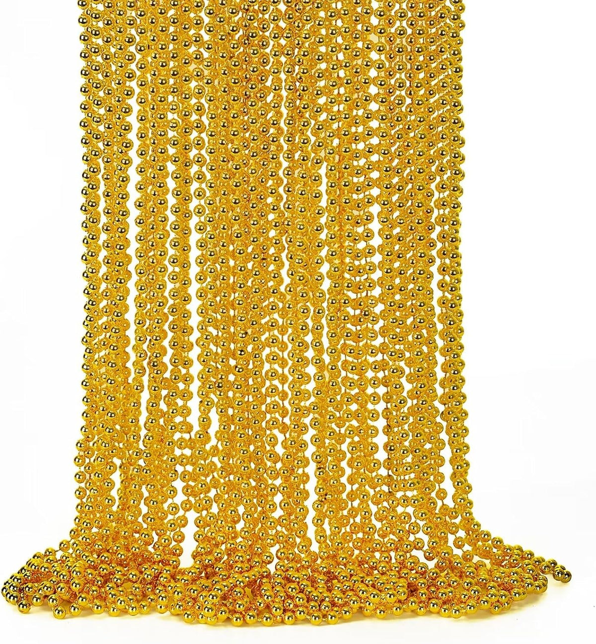 EOBOH 12PCS Mardi Gras Beads, Gold Beaded Necklace Stuff Set - Gold / 12