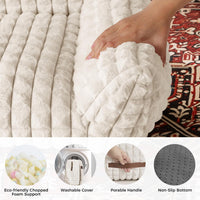 Cat Couch Bed with Fluffy Faux Rabbit Fur for Indoor Cats - Off White / Large: 36"L x 27"W x 10"Th - image 3