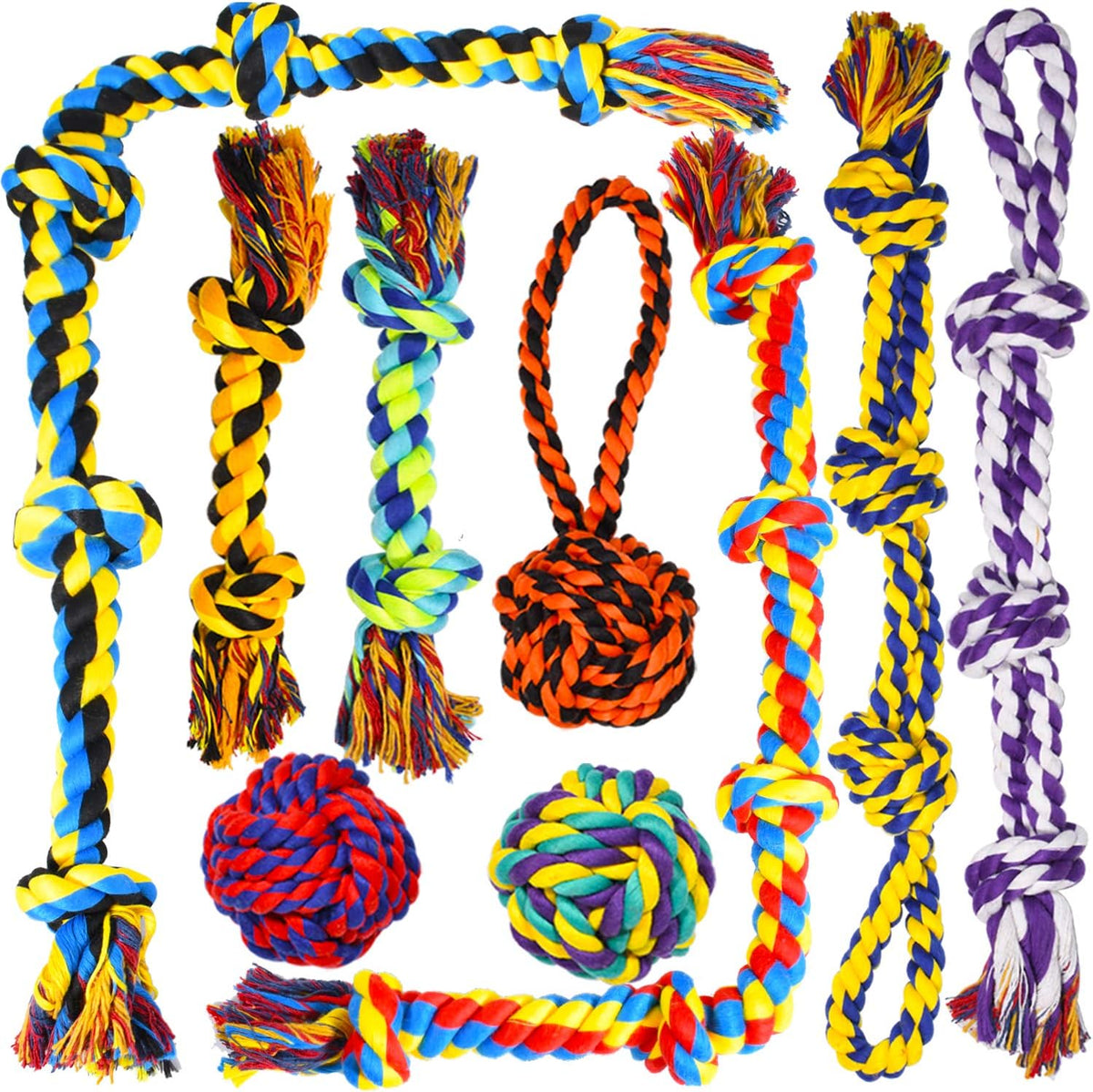 Dog Rope Toy for Large Dogs Heavy Duty Dog Chew Toys for Aggressive - 9 Packs / Large