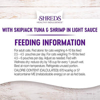 Wellness Healthly Indulgence Shreds Adult Wet Cat Food, Natural, Protein-Rich, Grain Free, 3 Ounce Pouch, 24 Pack, (Tuna & Shrimp)