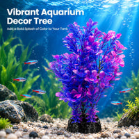 Mipukbay Red Aquarium Plants, Artificial Plastic Fish Tank Decor - Purple-1 - image 3