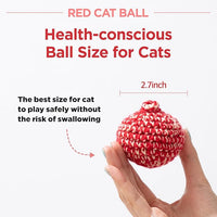 JAYU PET Red Cat Ball [W/Bell Version] - Handmade Silvervine Cat Toy with Catnip, Interactive Matatabi Ball for Indoor Cats & Kittens, Feline Play Toy & Gift (2.7 inch)