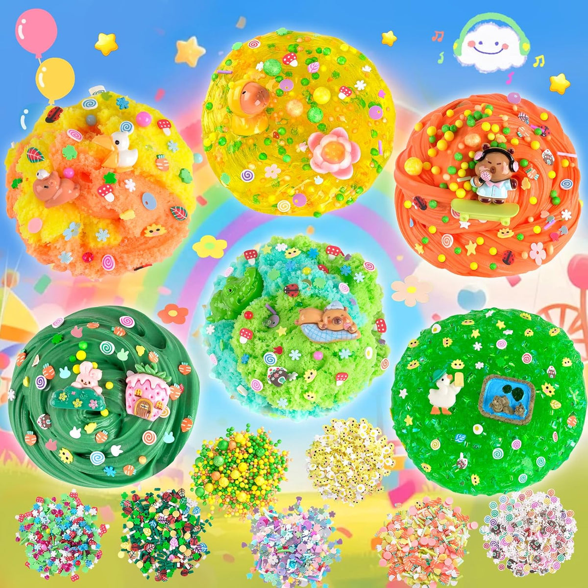 6 Pack Halloween Slime Kit, Cloud Butter Slime for Girls Boys – Fun for Kids & Family - Capybara - image 3