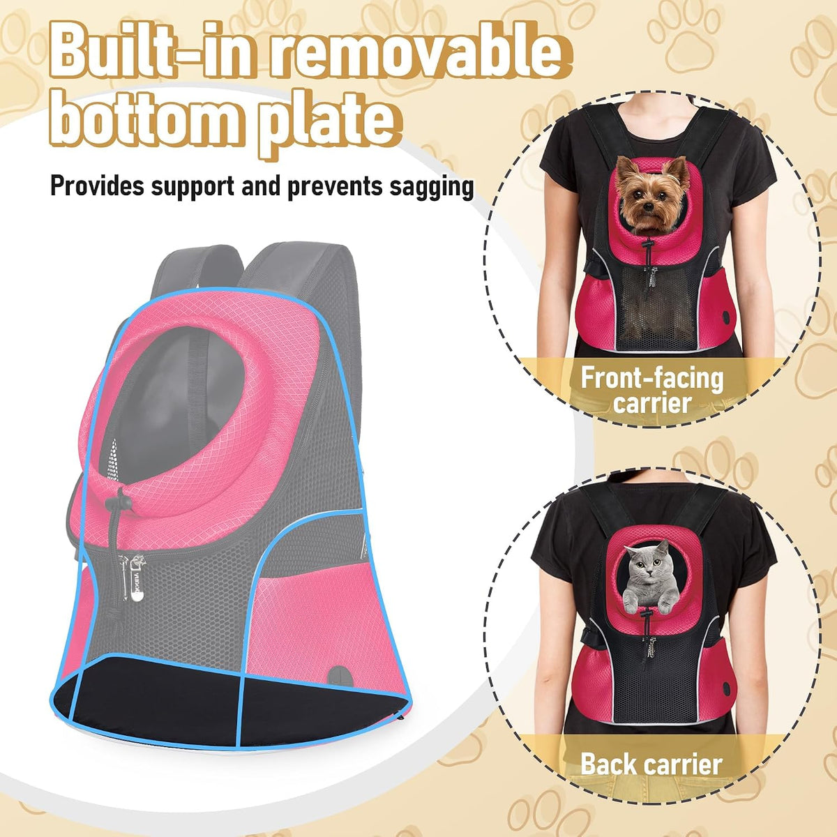 WOYYHO Pet Dog Carrier Backpack - Rethink Pink / Small(2-4.5lbs) - image 2