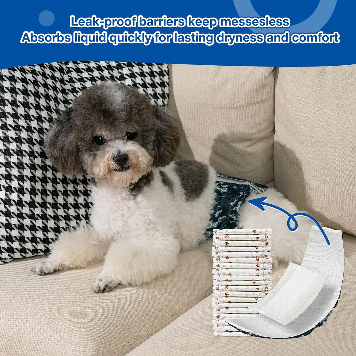 Disposable Dog Diaper Booster Pads XS - Paws / XS - (100 Count) - image 2