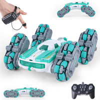 NEXBOX Cool 8 Wheels Hand Controlled rc Stunt Car Toys - Sky Blue
