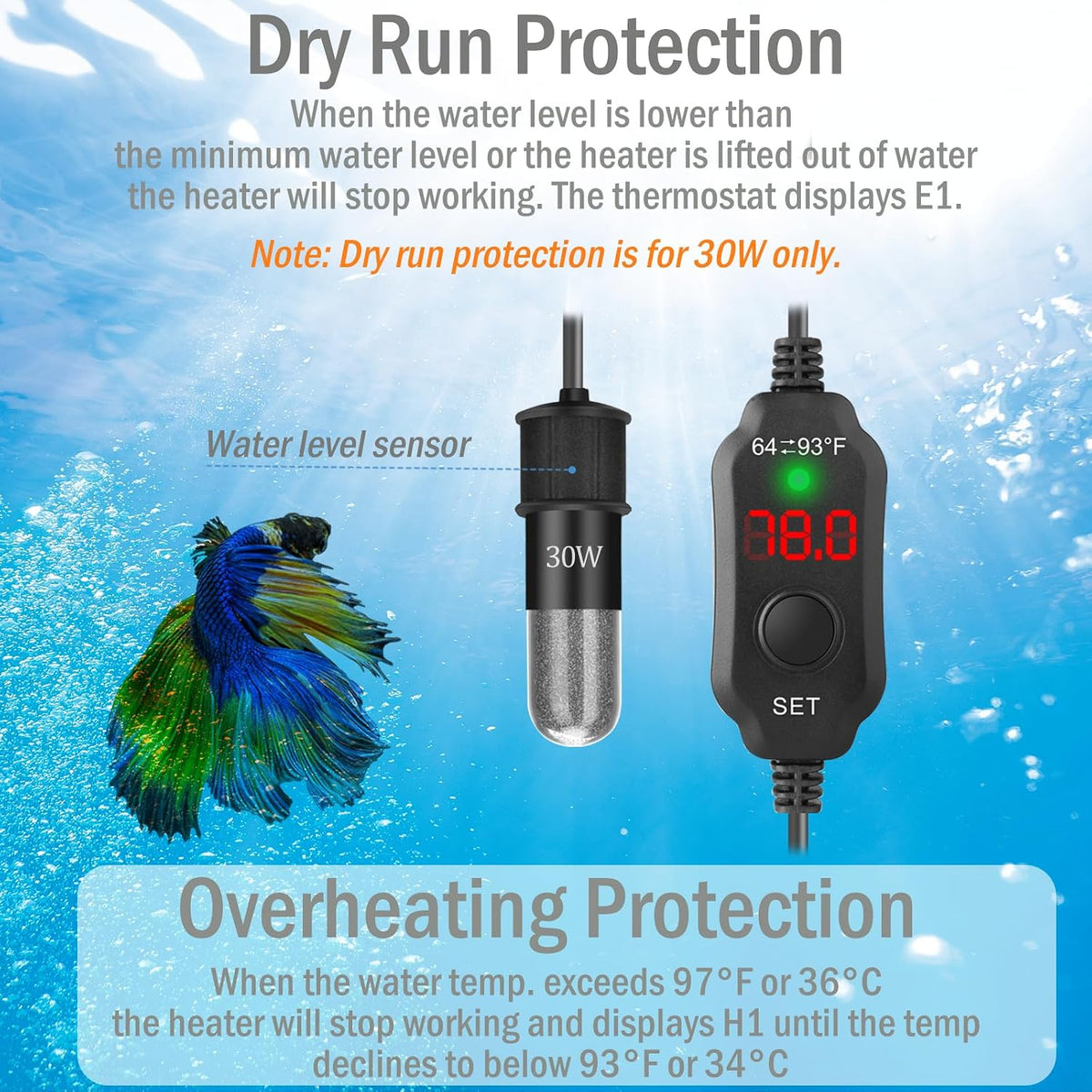 10W 5V/2A USB Super Mini Betta Heater LED Digital for up to 1 Gal - For Aquariums ≤ 6 Gal - image 2