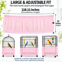 Bird Cage Net Cover Seed Catcher - Light Pink / 118 x 15 Inch/ 300 x 37 cm - image 2