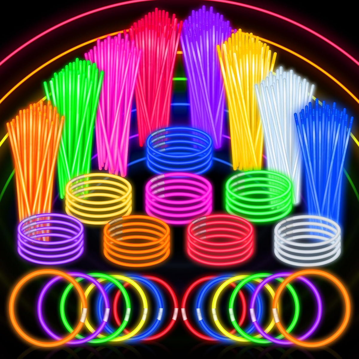 SpringFlower 100 PCS Glow Sticks Bulk Party Favors - 200 Pack