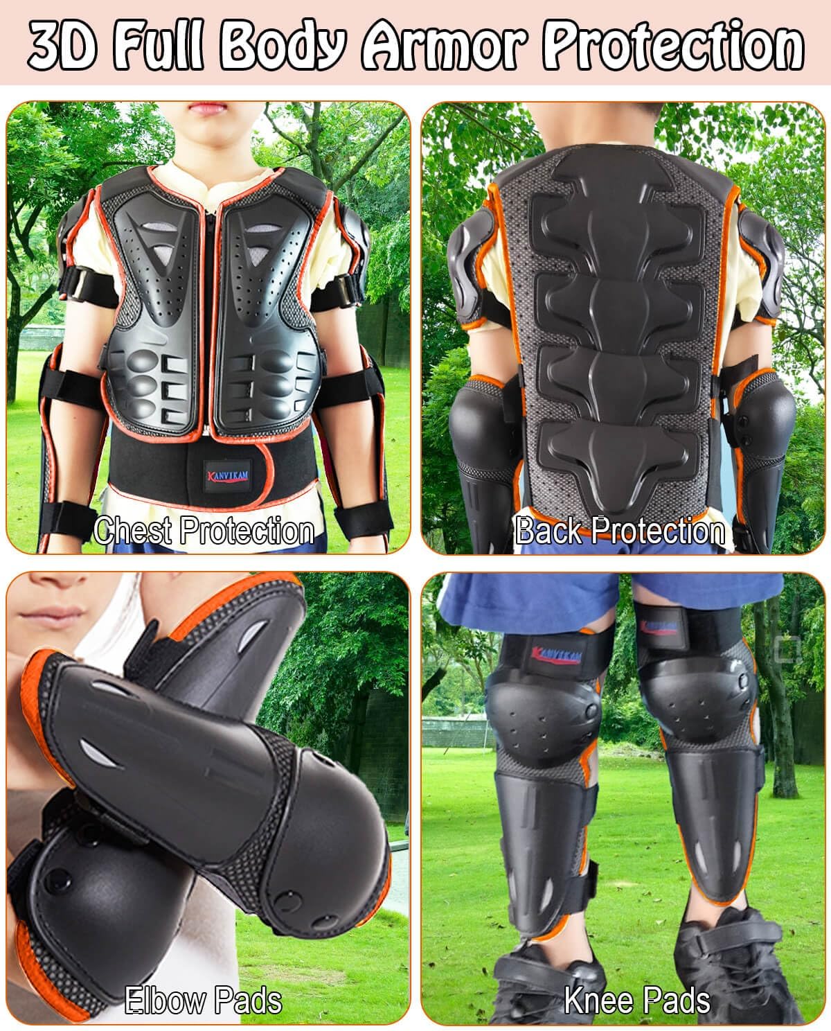 DBaoXiaoMu kids dirt bike gear armor vest suit with chest, back, knee and elbow protection - view 22