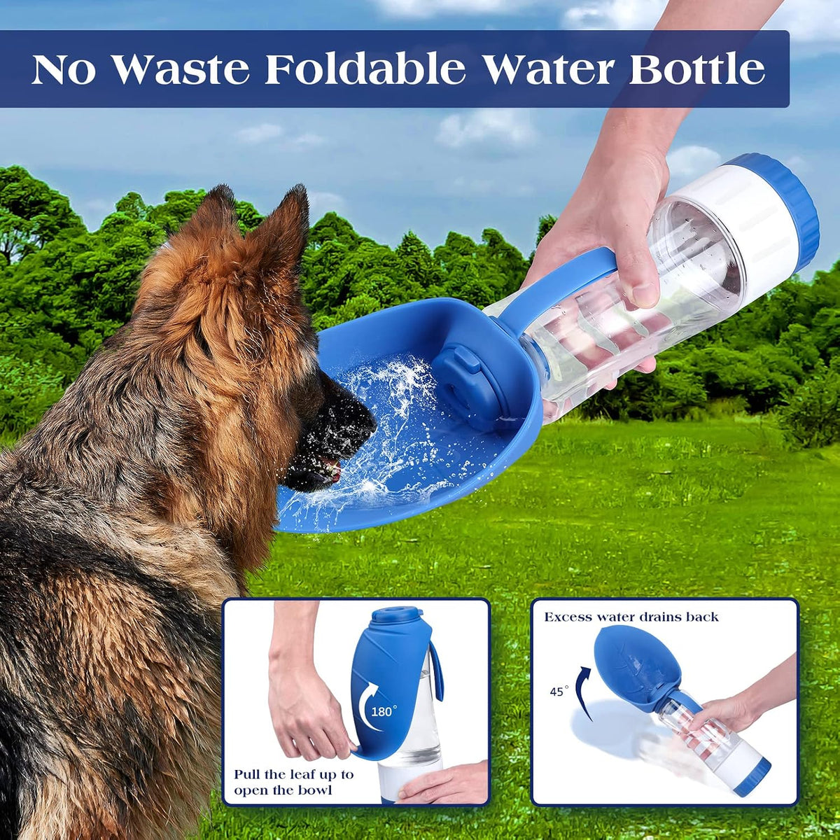 Upgraded Dog Water Bottle - 20oz/Blue - image 4