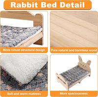 Large Wooden Rabbit Bed - Easy Assemble 20.4"x12.8" Pet Bed with Support Structure & Removable Cushion for Rabbits, Guinea Pigs, Kittens & Small Animals - Cozy Sleeping Habitat