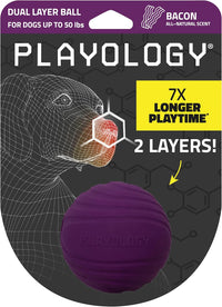 Playology Durable Large Dual Layer Dog Ball, Peanut Butter Scent - Medium / Bacon