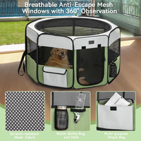 PETSFIT Portable Dog Playpen 36", Removable Waterproof Mat - Green / Large (45.5"x45.5"x28.5") - image 4