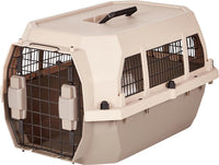 Amazon Basics Sturdy Portable 2-Door Top-Load Hard-Sided Pet Travel - Beige / 23.6"L x 15.7"W x 13.0"H